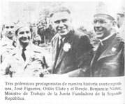 Don Pepe Figueres, Otilio Ulate y el padre Benjam&iacute;n N&uacute;&ntilde;ez 